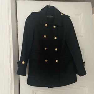 Zara Black Military Coat with Gold Buttons Size XS